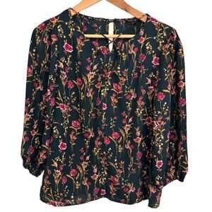 Paper Moon Green Floral Top S ditzy Cottagecore Peasant Boho Fairygrunge Whimsy